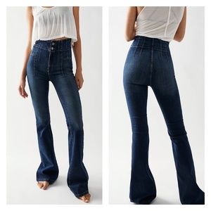 FREE PEOPLE | We the Free Jayde Flare Jeans Cotton Stretch Tulsa Blue